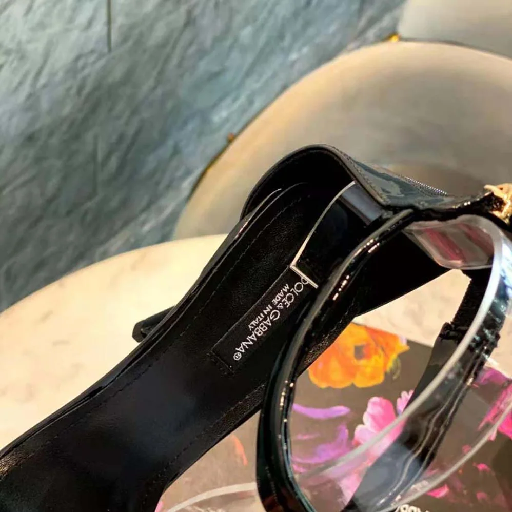 Dolce Gabbana D&G Patent Leather Sandals with Pearls for Women Dolce Gabbana D&G Patent Leather Sandals with Pearls for Women