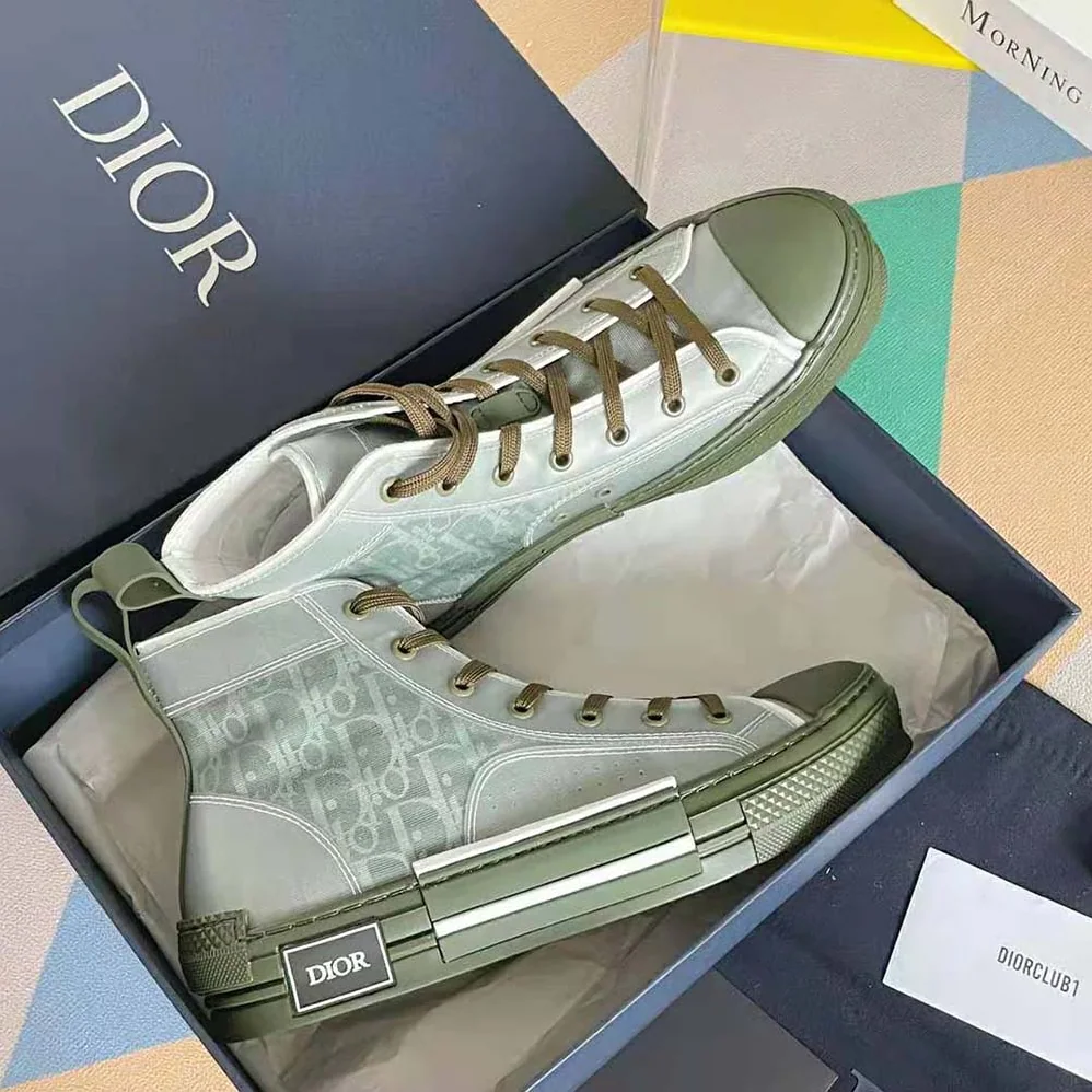 Dior B23 High-Top Sneaker Olive Dior Oblique Canvas for Men Dior B23 High-Top Sneaker Olive Dior Oblique Canvas for Men