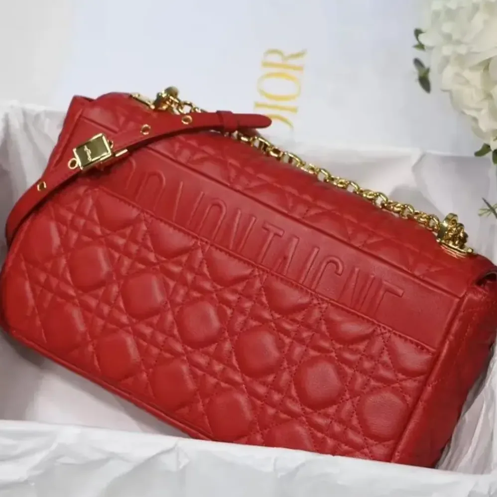 Dior Large Dior Caro Bag Red Soft Cannage Calfskin for Women Dior Large Dior Caro Bag Red Soft Cannage Calfskin for Women
