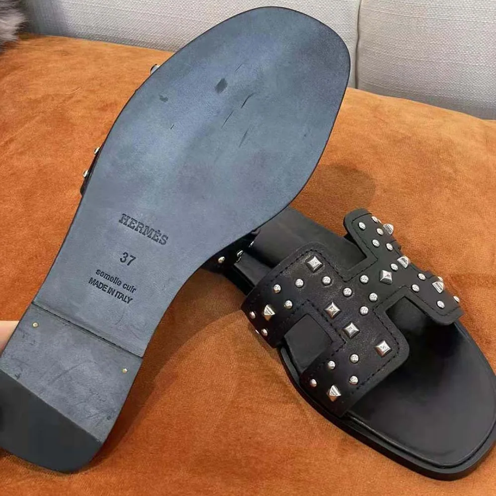 Hermes Oran Sandal in Calfskin Black for Women Hermes Oran Sandal in Calfskin Black for Women