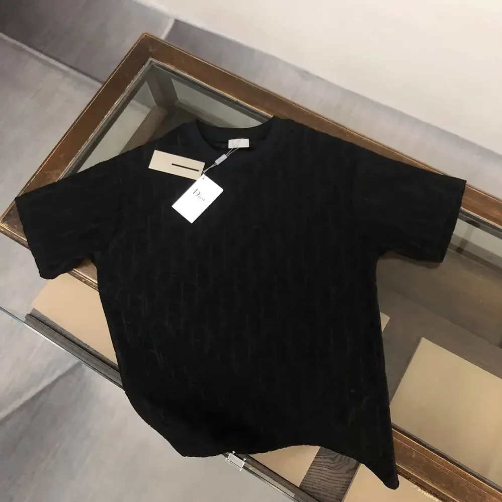 Dior Oblique Relaxed-Fit T-Shirt Black Terry Cotton Jacquard for Men Dior Oblique Relaxed-Fit T-Shirt Black Terry Cotton Jacquard for Men