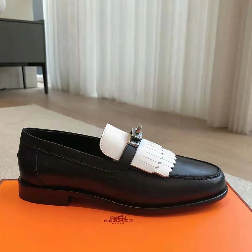 Hermes Royal Loafer in Goatskin and Calfskin-White H241072Z for Women Hermes Royal Loafer in Goatskin and Calfskin-White H241072Z for Women