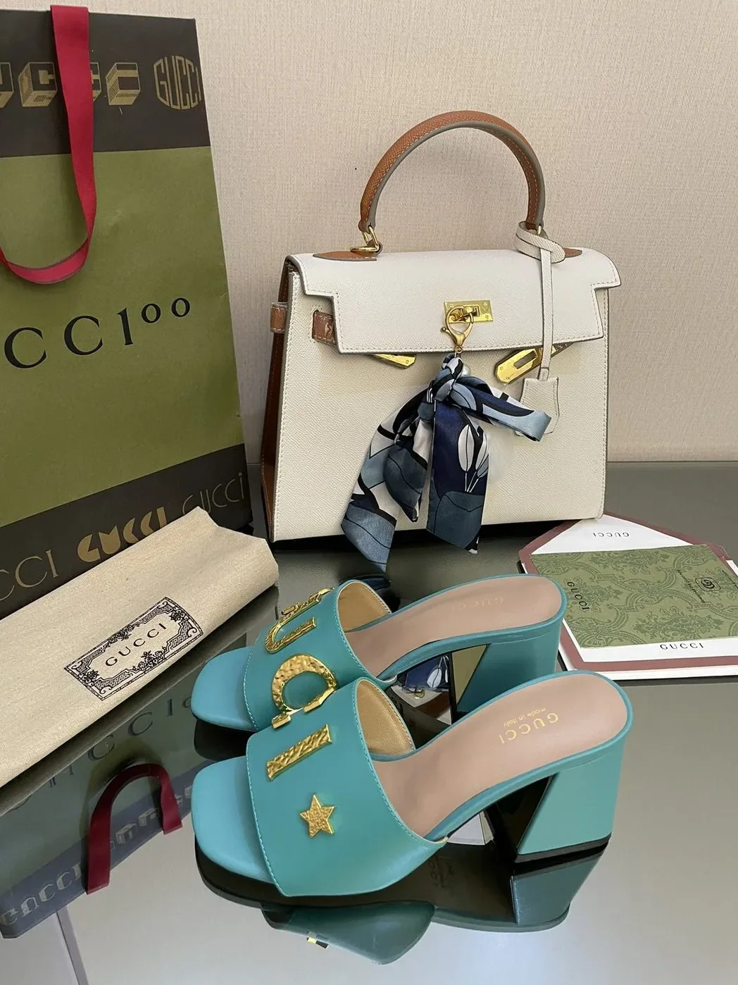 Gucci ‘Gucci' Slide Sandal Jade Green for Women Gucci ‘Gucci' Slide Sandal Jade Green for Women
