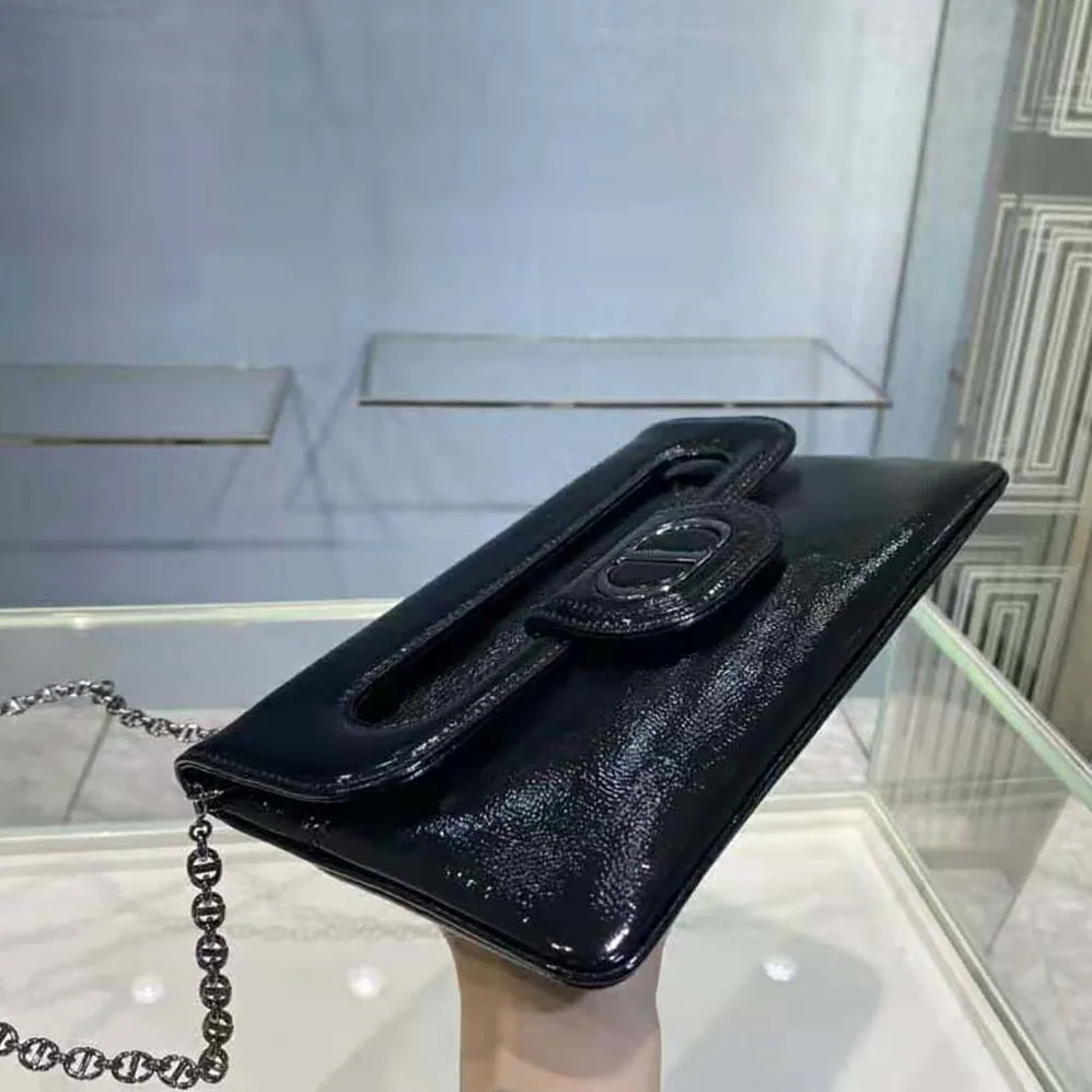 Dior Medium Diordouble Bag Black Crinkled Patent Lambskin for Women Dior Medium Diordouble Bag Black Crinkled Patent Lambskin for Women