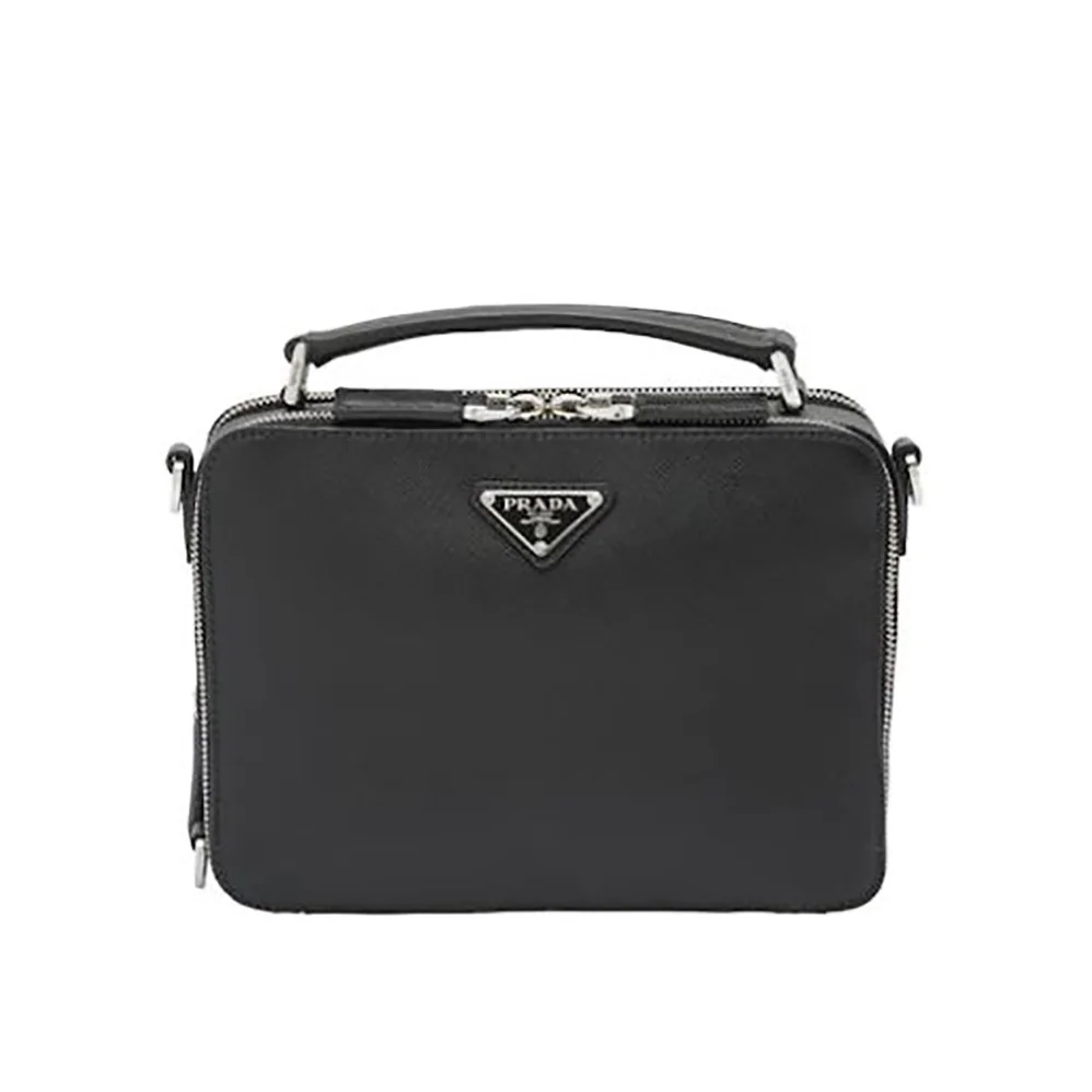 Prada Brique Saffiano Leather Cross-Body Bag for Men in Black