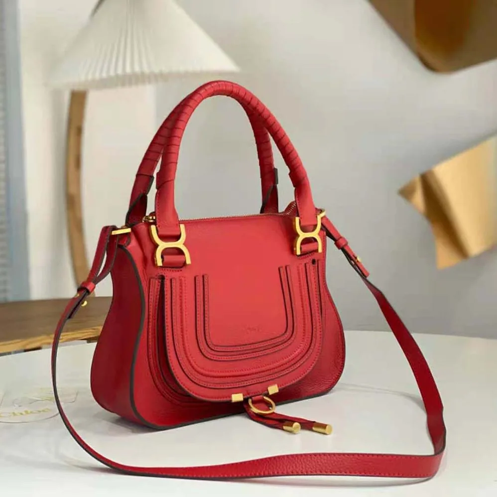Chloe Marcie Small Double Carry Bag for Women in Red Chloe Marcie Small Double Carry Bag for Women in Red