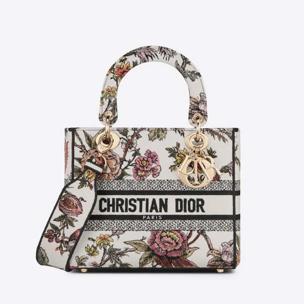 Dior Medium Lady D-lite Bag Multicolor Dior Jardin Botanique Embroidery for Women
