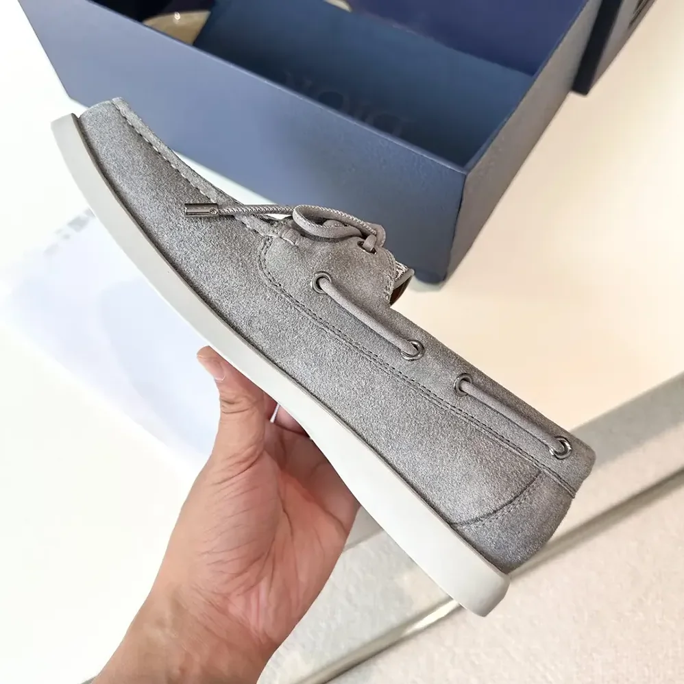 Dior Granville Boat Shoe Dior Gray Suede and Dior Oblique Jacquard for Men Dior Granville Boat Shoe Dior Gray Suede and Dior Oblique Jacquard for Men