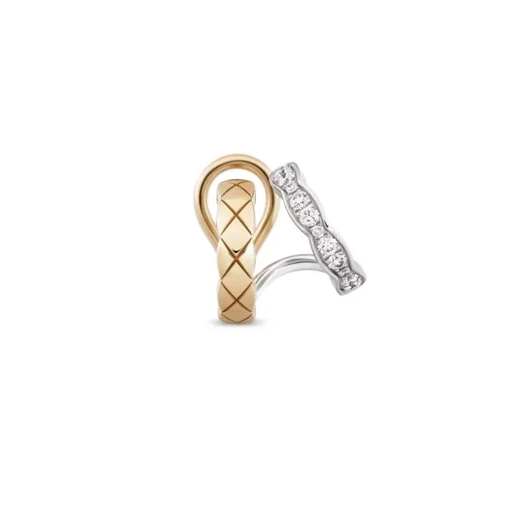 Chanel Coco Crush Single Earring White in Beige Gold