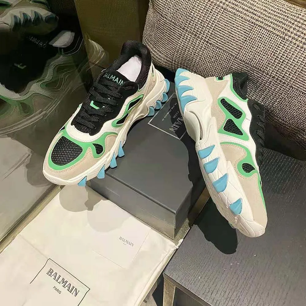 Balmain B-East Trainer in Leather Suede and Mesh for Unisex in Aqua