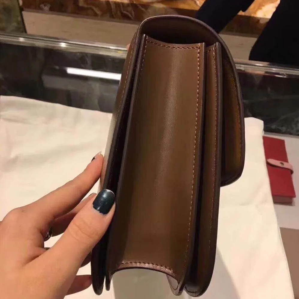 Celine Small Classic Bag in Box Calfskin Leather for Women in Brown