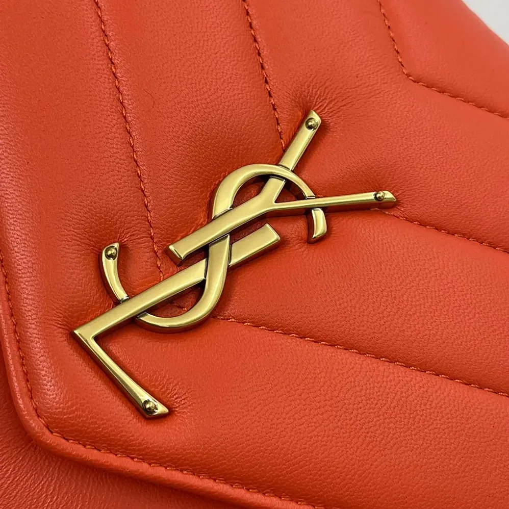 Saint Laurent YSL Loulou Medium in Matelasse Lambskin for Women in Orange Saint Laurent YSL Loulou Medium in Matelasse Lambskin for Women in Orange