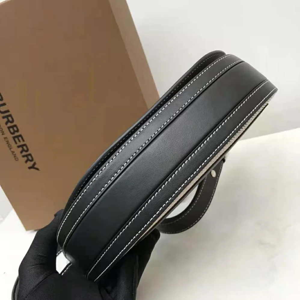 Burberry Small Cotton Canvas and Leather Olympia Bag for Women Burberry Small Cotton Canvas and Leather Olympia Bag for Women