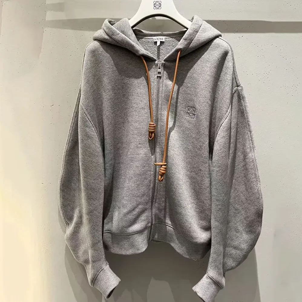 Loewe Flamenco Hoodie in Cotton and Cashmere for Women in Grey Loewe Flamenco Hoodie in Cotton and Cashmere for Women in Grey