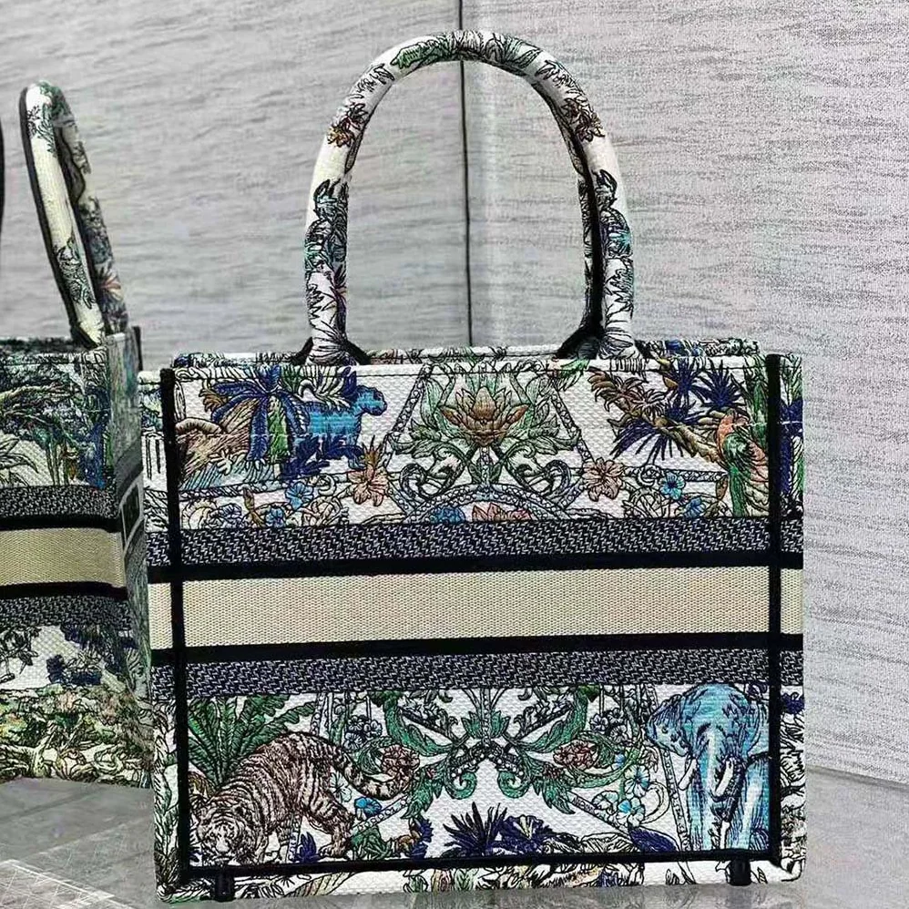 Dior Medium Dior Book Tote White Multicolor Étoile de Voyage Embroidery for Women