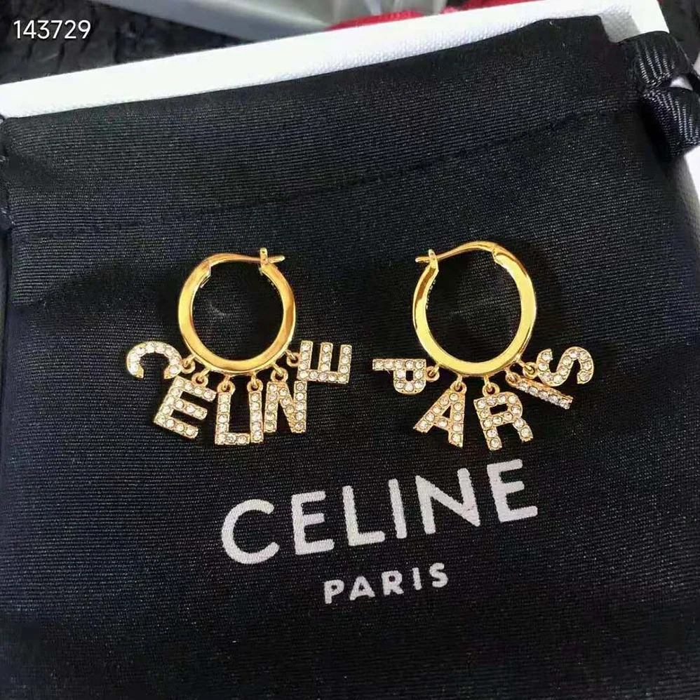 Celine Paris Hoops in Brass with Gold Finish and Crystals for Women Celine Paris Hoops in Brass with Gold Finish and Crystals for Women
