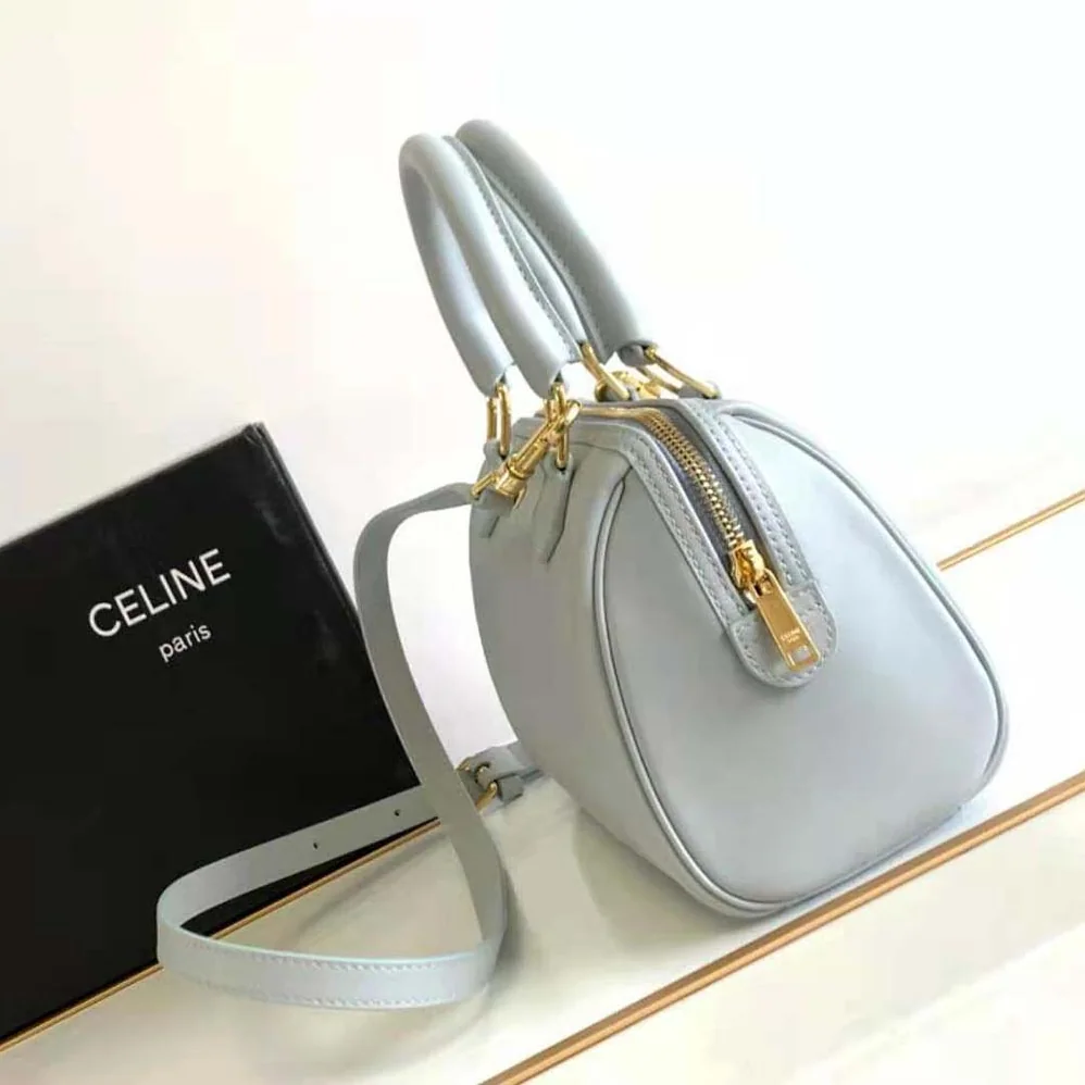 Celine Small Boston Cuir Triomphe in Smooth Calfskin for Women in Blue
