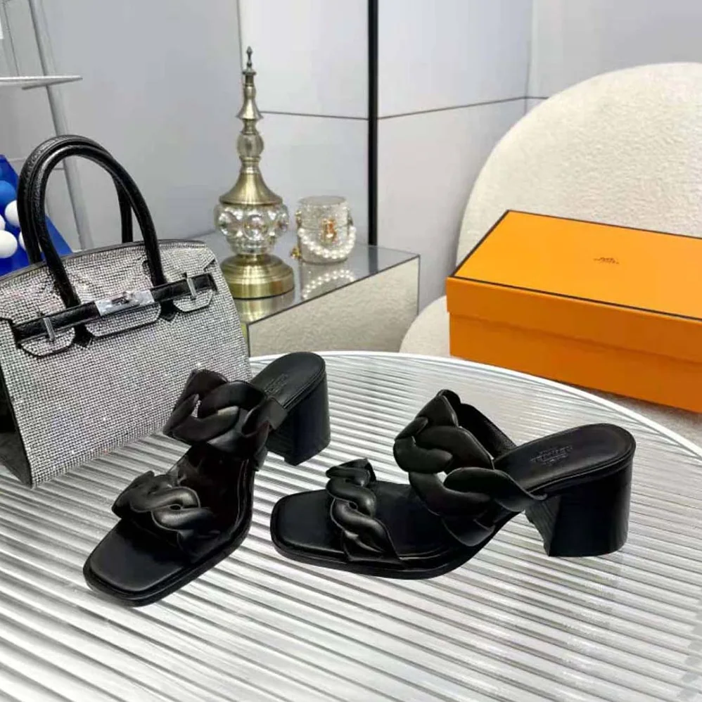 Hermes Gaby 60 Sandal in 6 cm High Heel for Women in Black