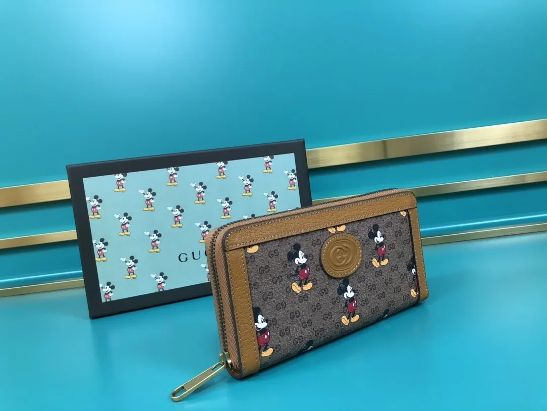 Gucci x Disney Mickey Light Brown Light Brown Zip Around Wallet
