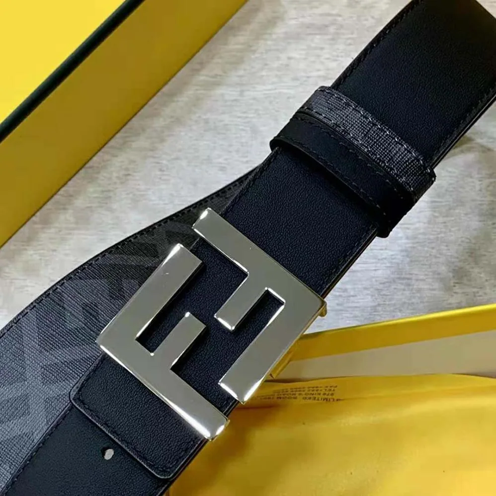 Fendi FF Rounded Belt Black Leather Reversible for Men in Silver Fendi FF Rounded Belt Black Leather Reversible for Men in Silver