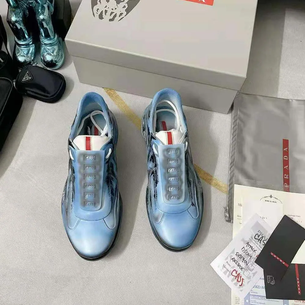 Prada Cass x Prada Americas Cup D3cay Sneakers for Unisex in Blue Prada Cass x Prada Americas Cup D3cay Sneakers for Unisex in Blue