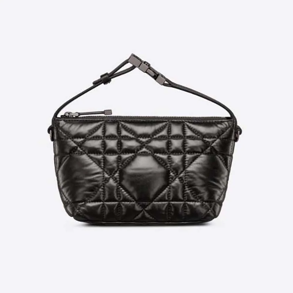 Dior Small Diortravel Nomad Pouch Black Macrocannage Calfskin for Women