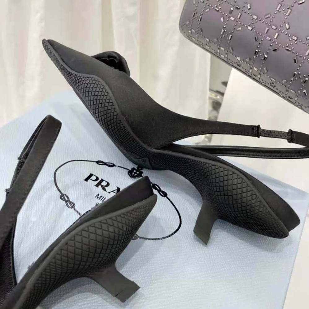 Prada Nylon Gabardine Slingback Pumps for Women in Black