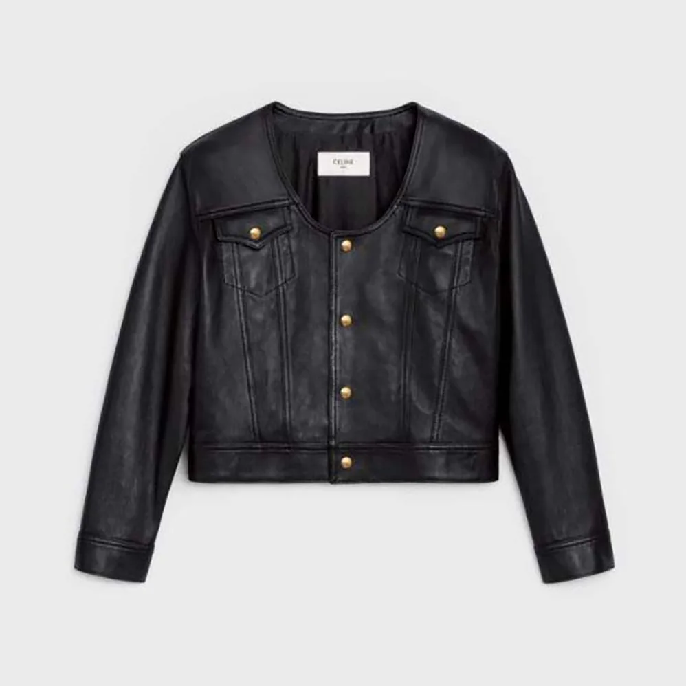 Celine Scoop Neck Trucker Jacket in Soft Lambskin for Women Celine Scoop Neck Trucker Jacket in Soft Lambskin for Women