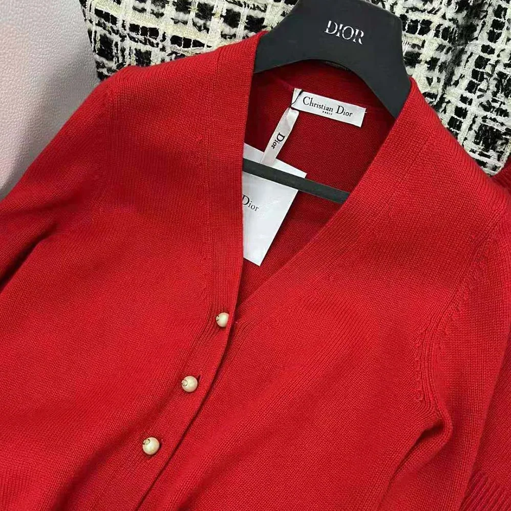 Dior Twin-set Amaryllis Red Cashmere Knit for Women