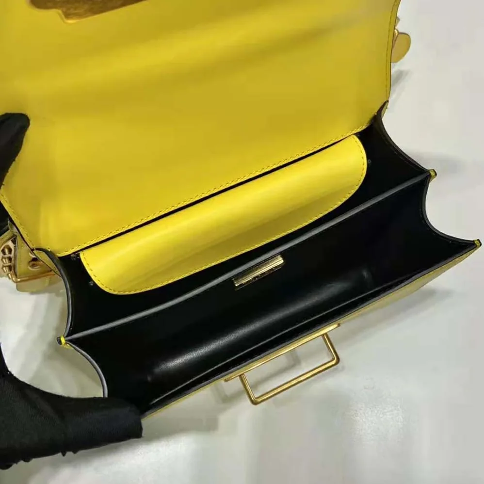 Prada Woen Cahier Leather Bag in Yellow