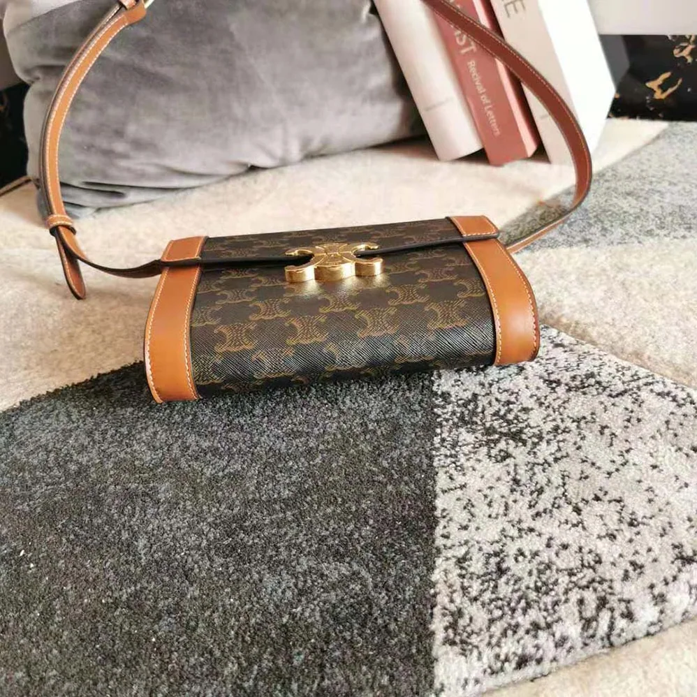 Celine Strap Bag Triomphe in Triomphe Canvas and Calfskin for Women