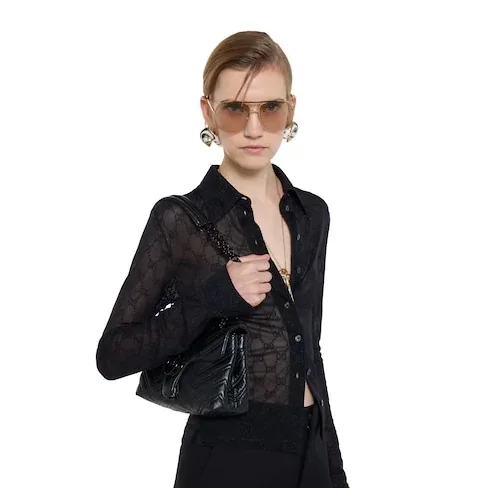 Gucci Marmont Small Shoulder Bag in Black Matelasse Black Hardware