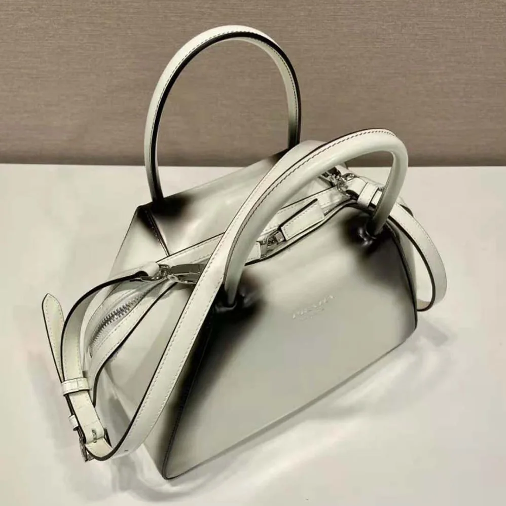 Prada Small Brushed Leather Prada Supernova Handbag for Women in White Prada Small Brushed Leather Prada Supernova Handbag for Women in White