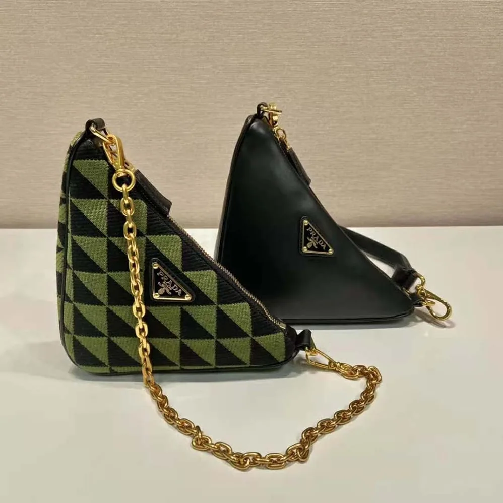 Prada Symbole Leather and Fabric Mini Bag for Women in Green Prada Symbole Leather and Fabric Mini Bag for Women in Green