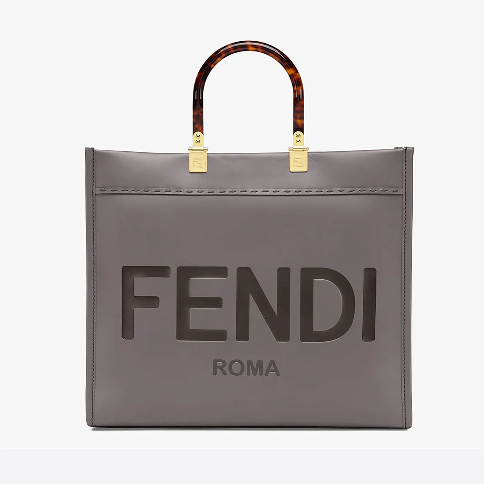 Fendi Sunshine Medium Leather Shopper for Women in Silver Fendi Sunshine Medium Leather Shopper for Women in Silver