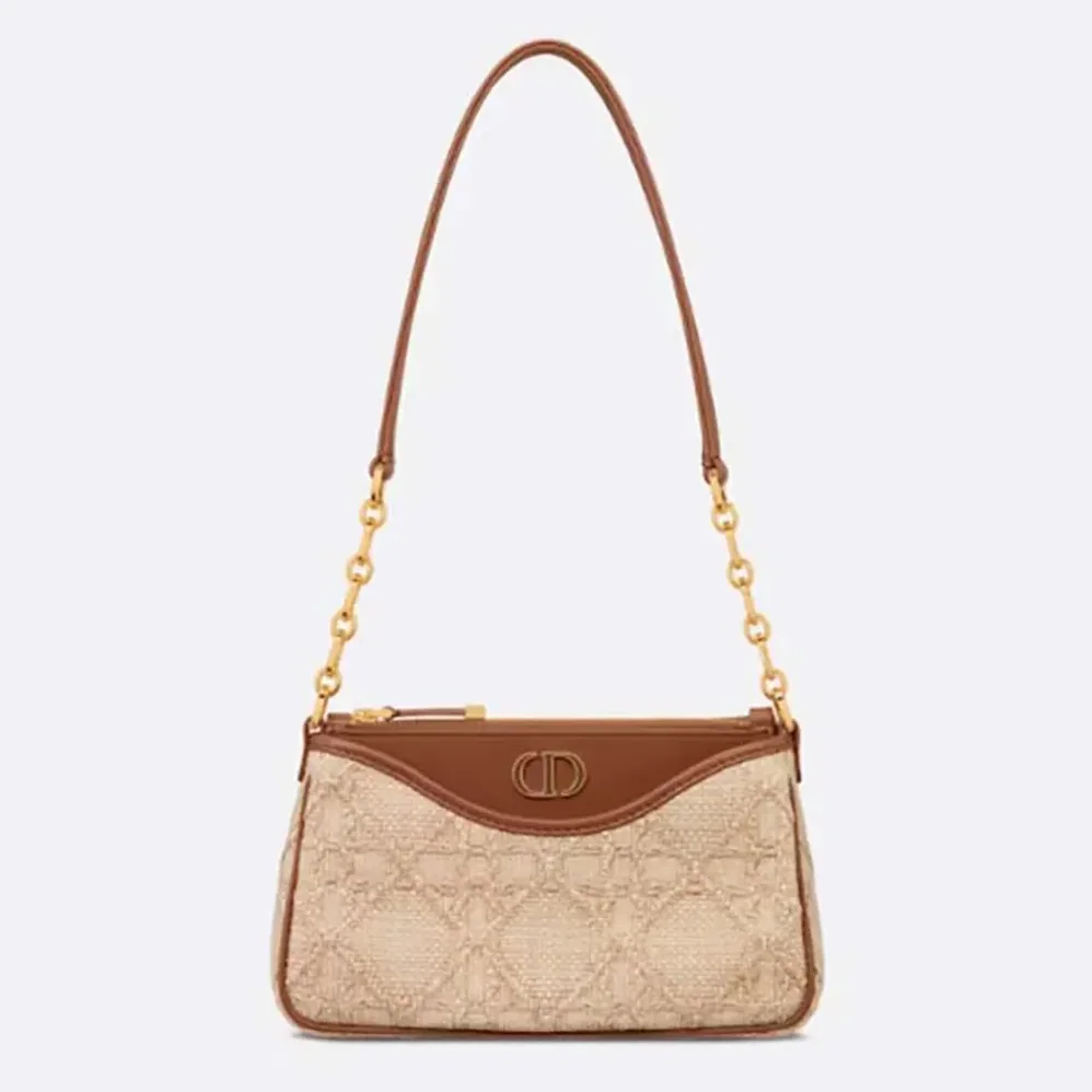 Dior CD 30 Montaigne Hobo Avenue Mini Bag Natural Cannage Raffia for Women Dior CD 30 Montaigne Hobo Avenue Mini Bag Natural Cannage Raffia for Women