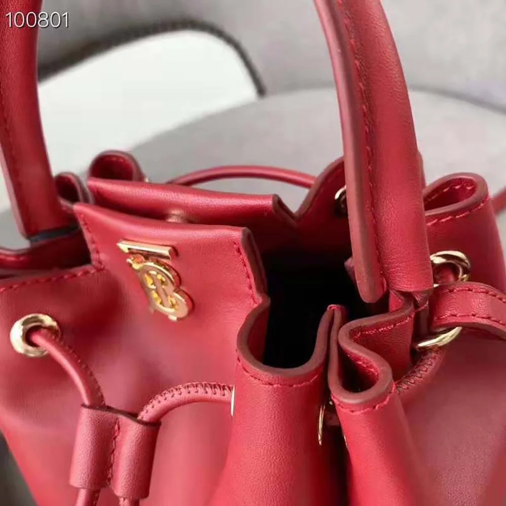 Burberry Monogram Motif Leather Bucket Bag for Women in Red