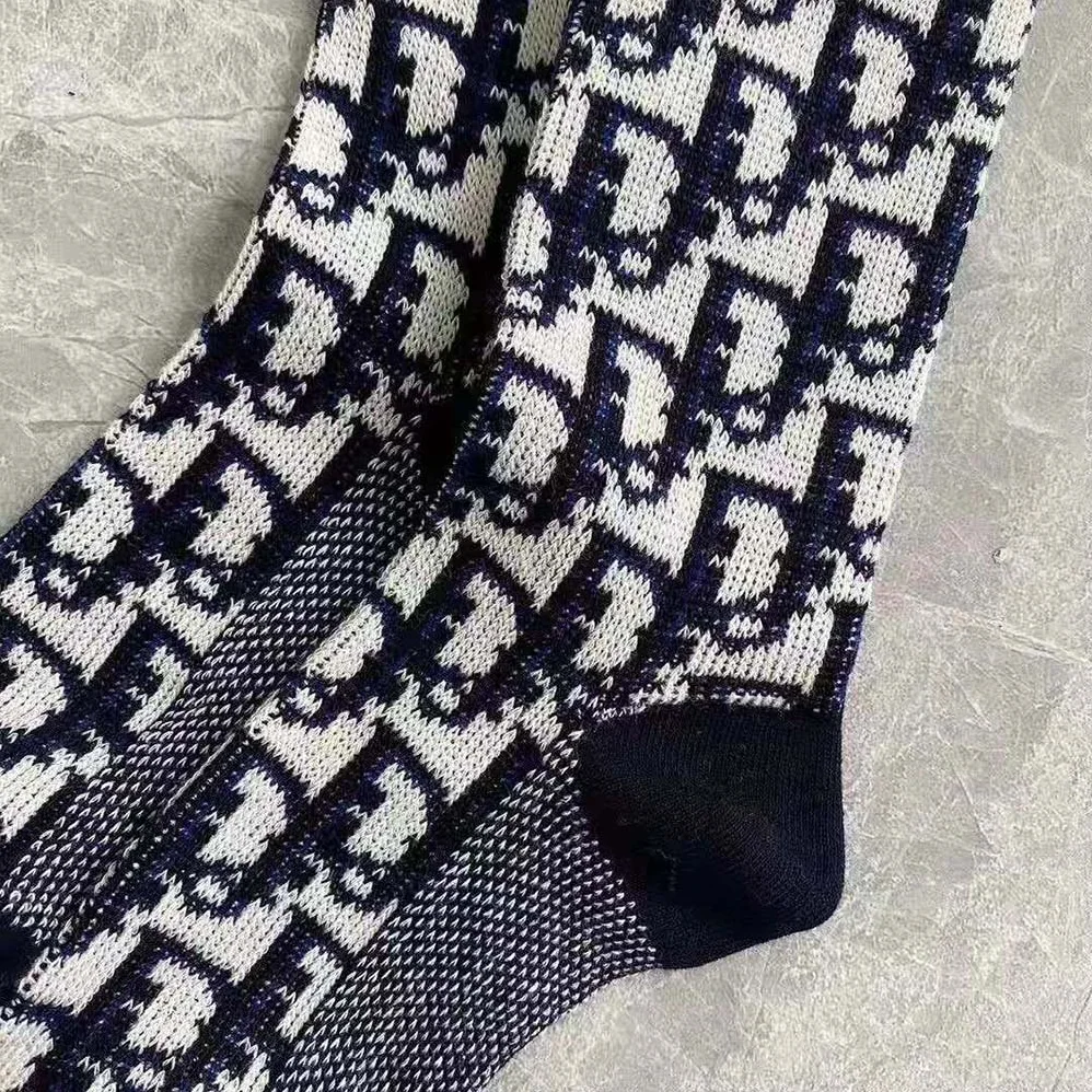 Dior Socks Blue and Ecru Dior Oblique Technical Cotton for Women Dior Socks Blue and Ecru Dior Oblique Technical Cotton for Women