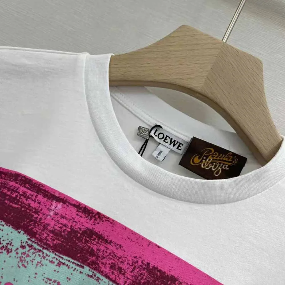 Loewe Palm Cropped T-shirt in Cotton for Women in Pink Loewe Palm Cropped T-shirt in Cotton for Women in Pink