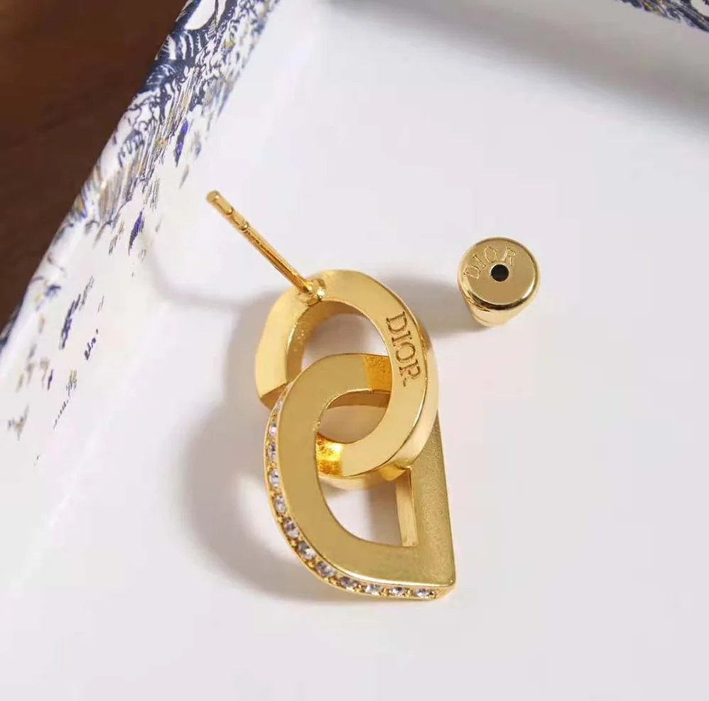Dior CD Lock Earrings Gold-Finish Metal and Silver for Women in Tone Crystals