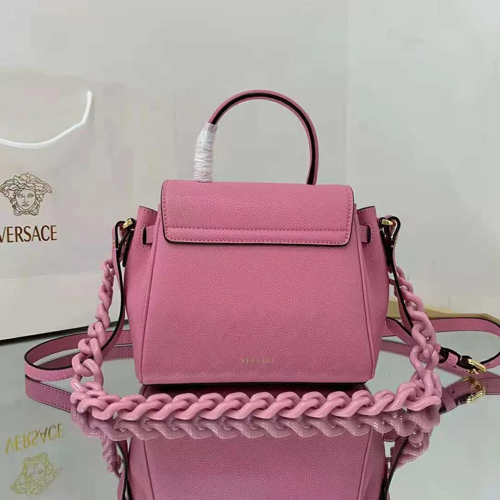 Versace La Medusa Small Handbag Crafted From Premium Leather for Women in Pink Versace La Medusa Small Handbag Crafted From Premium Leather for Women in Pink