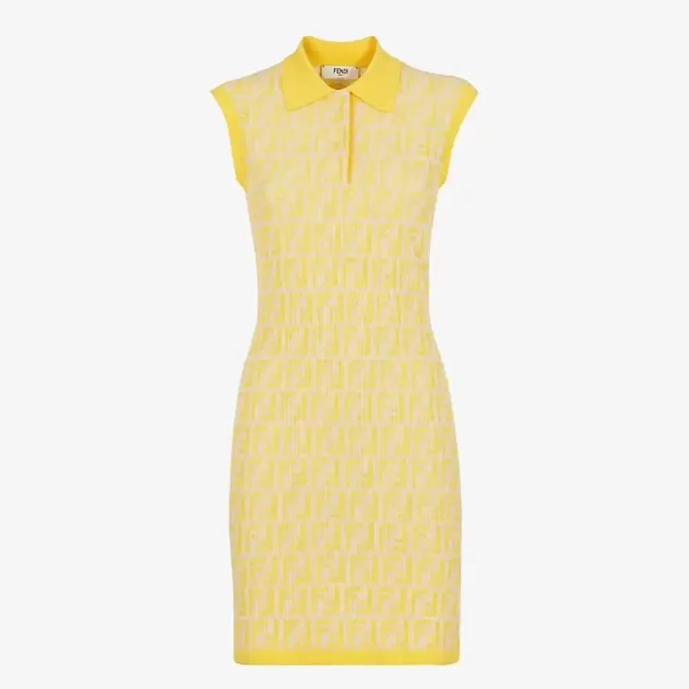 Fendi Golden Yellow FF Cotton Dress for Women