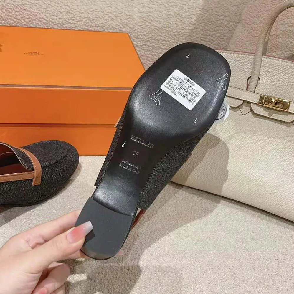 Hermes Infinie 50 Pump in Denim and Calfskin-H241047Z for Women Hermes Infinie 50 Pump in Denim and Calfskin-H241047Z for Women