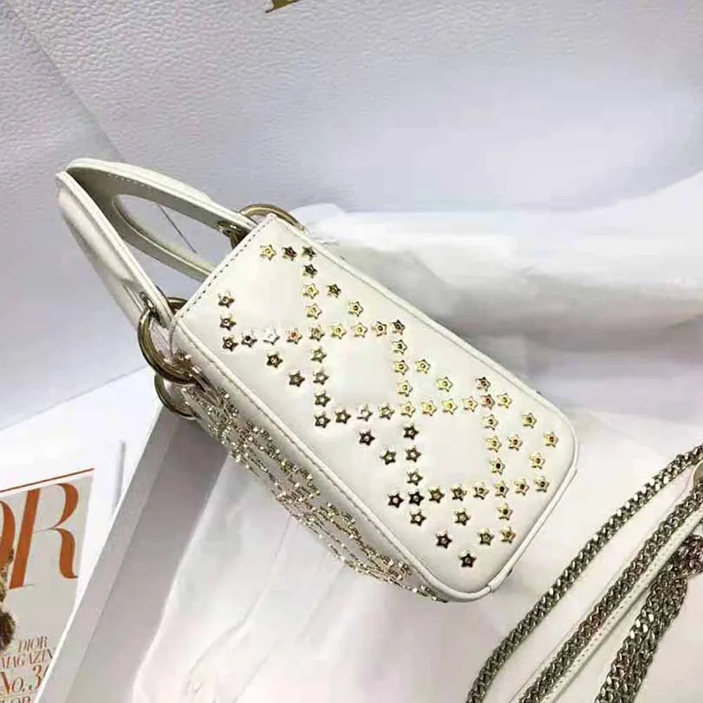 Dior Mini Lady Dior Bag Latte Lucky Star Cannage Lambskin for Women Dior Mini Lady Dior Bag Latte Lucky Star Cannage Lambskin for Women