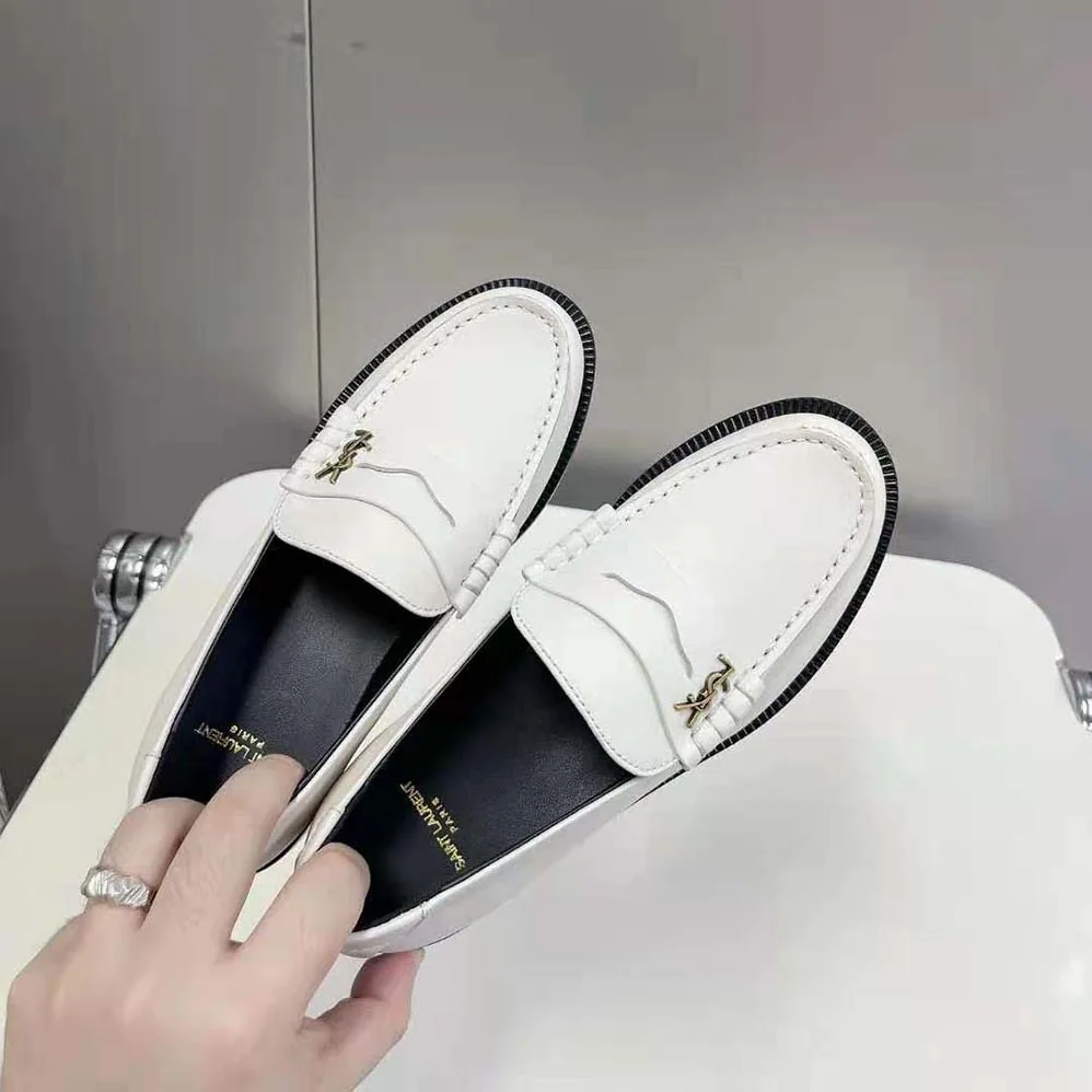 Celine Le Loafer Penny Slippers in Smooth Leather for Women in White Celine Le Loafer Penny Slippers in Smooth Leather for Women in White