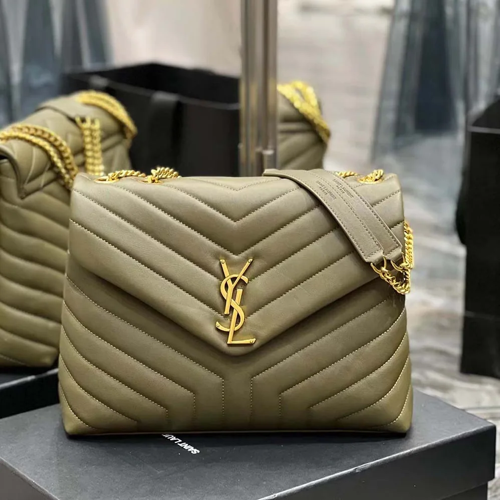 Saint Laurent YSL Loulou Medium Bag in Matelassé Y Leather for Women in Green