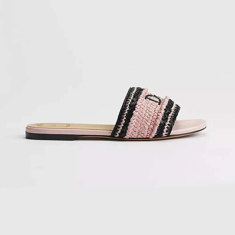 Dior Dioriviera Dior Woven Slide Soupir Pink Crocheted Raffia for Women in Effect Technical Fabric Dior Dioriviera Dior Woven Slide Soupir Pink Crocheted Raffia for Women in Effect Technical Fabric