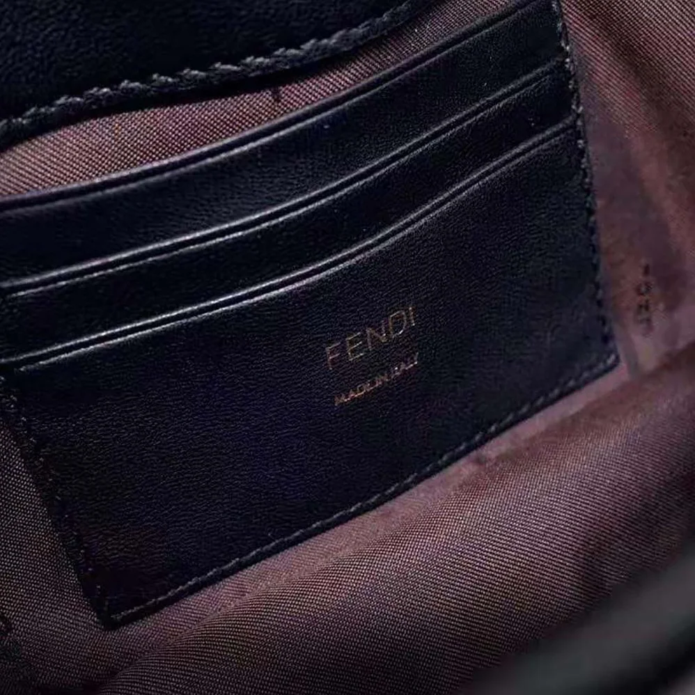 Fendi Mini Baguette Chain Black Nappa Leather Bag for Women Fendi Mini Baguette Chain Black Nappa Leather Bag for Women