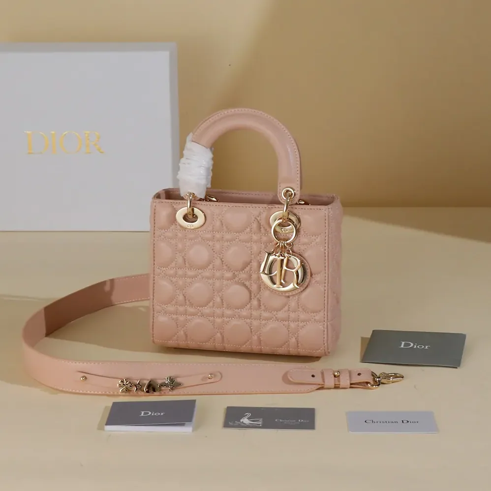 Dior Small Lady Dior My ABCDior Bag Blush Cannage Lambskin for Women