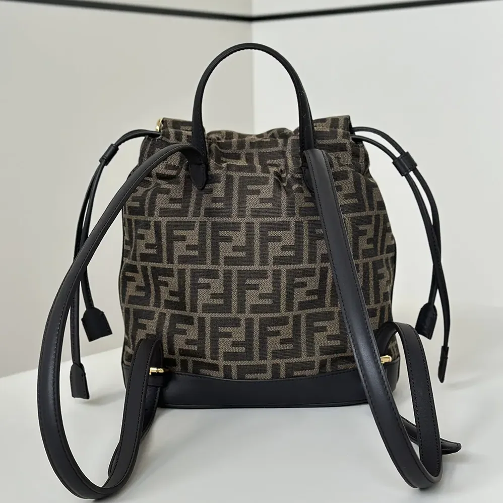 Fendi Brown FF Jacquard Fabric Backpack for Women Fendi Brown FF Jacquard Fabric Backpack for Women